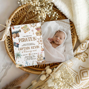 Piratkapten Kevin Foto Födelsedagsinbjudan Inbjudningar