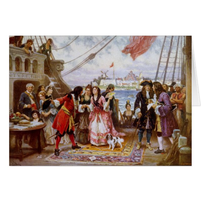 Piratkapten Kidd i NY-hamn Hälsningskort (Framsidan Horizontal)