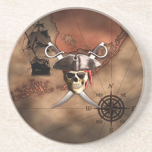 Piratkarta Underlägg Sandsten (Framsidan)