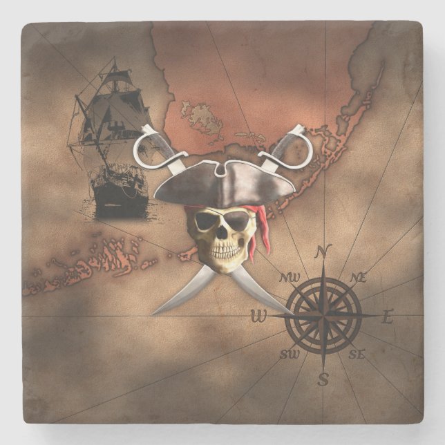 Piratkarta Underlägg Sten (Framsidan)