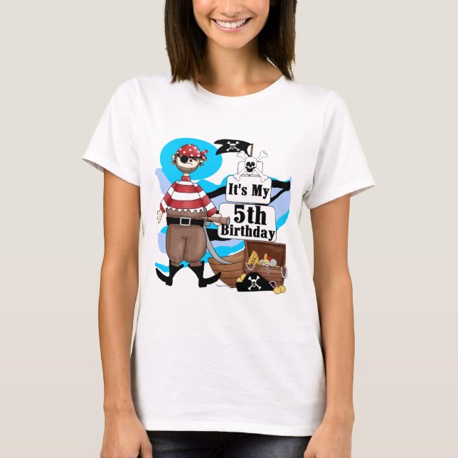 Piratkopiera 5th födelsedagTshirts och gåvor Tee (Framsida)