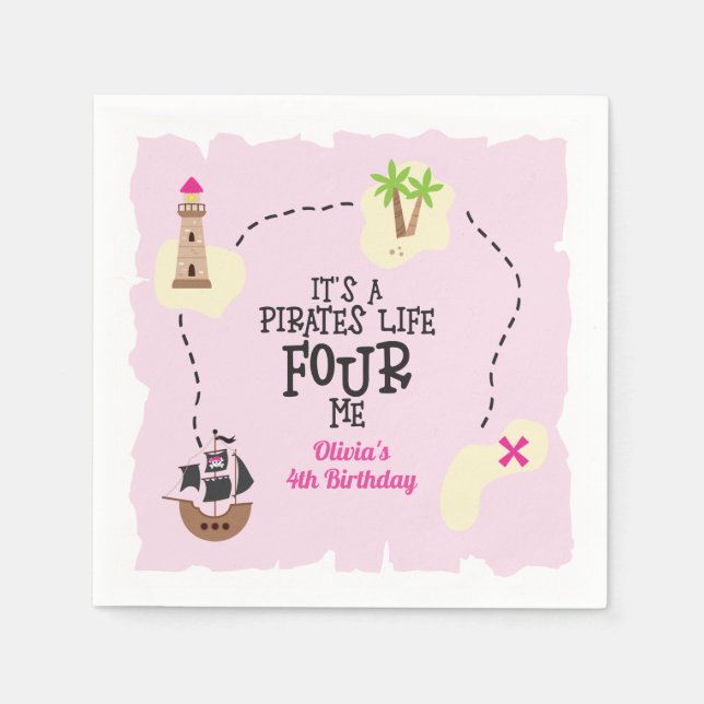 Piratliv FÖR mig Rosa födelsedag Pappersservett (Framsidan)