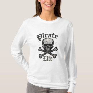 Piratliv Skalle & Korsben Grunge-design T Shirt