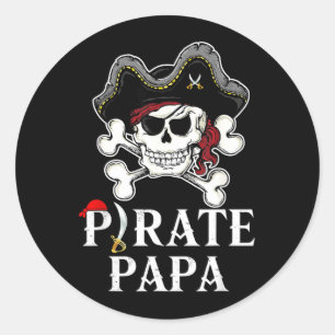 Piratpappa kostym Jolly Roger Crossbones Rolig Runt Klistermärke