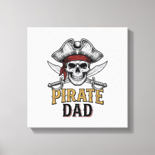 Piratpappa Skalle Svärd Vintage Gravyr Tröja_1 Canvastryck