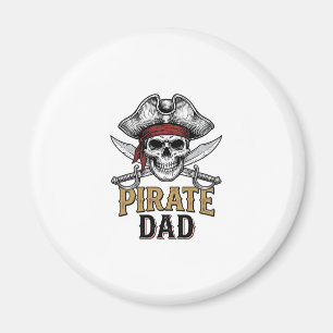 Piratpappa Skalle Svärd Vintage Gravyr Tröja_1 Magnet