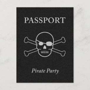 piratparti pass inbjudan vykort