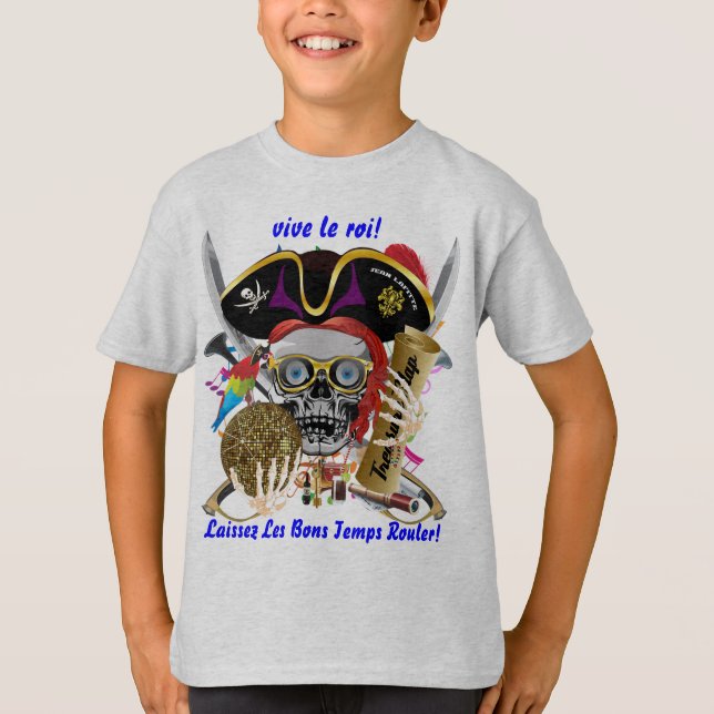 Piratpartytemat Mardi Gras behar beskådar noterar Tee Shirt (Framsida)