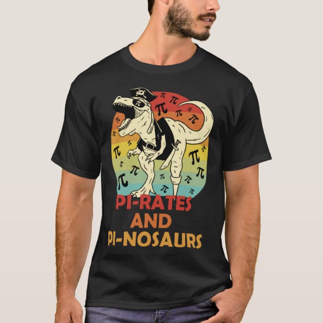 Piratpiratdinosaur Math 3 14 Nummer Mathlete Genie T Shirt (Framsida)