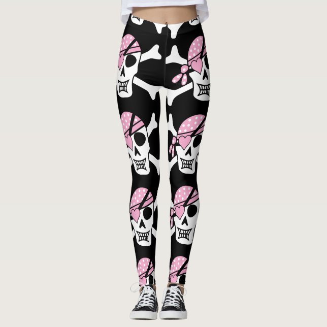PiratPrincess Rosa Skalle Leggings (Framsida)