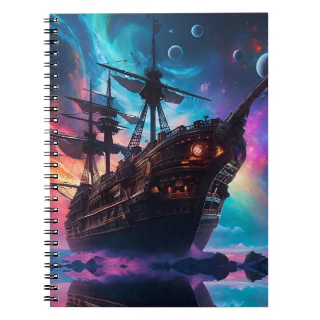 Piratrymdskepp Nebula och månar  Anteckningsbok (Framsidan)
