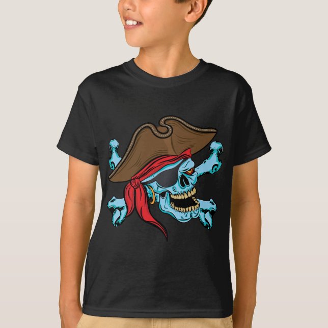Piratskalle & Crossbones-01 Tee Shirt (Framsida)
