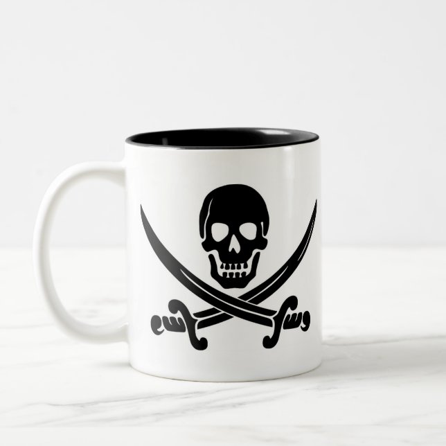 Piratskalle & korsade svärd Två-Tonad mugg (Vänster)