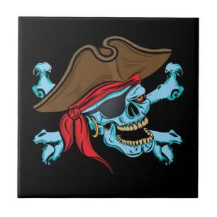 Piratskalle och Crossbones Kakelplatta