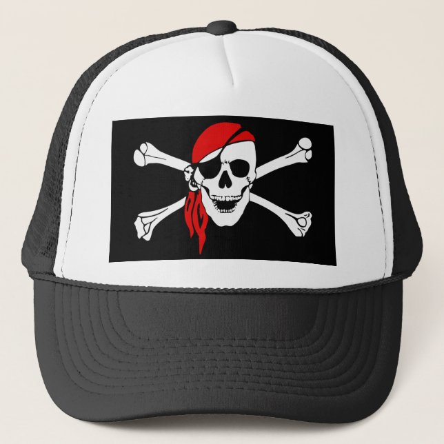 Piratskalle och Crossbones med den röda bandanaen Keps (Framsida)