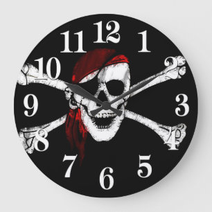 Piratskalle och Crossbones Stor Klocka