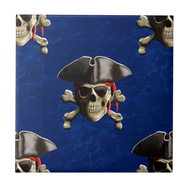 Piratskalle och hatt kakelplatta (Framsidan)