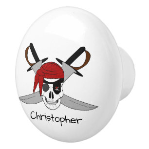 Piratskalle Och Svärd Design Personlig Knopp