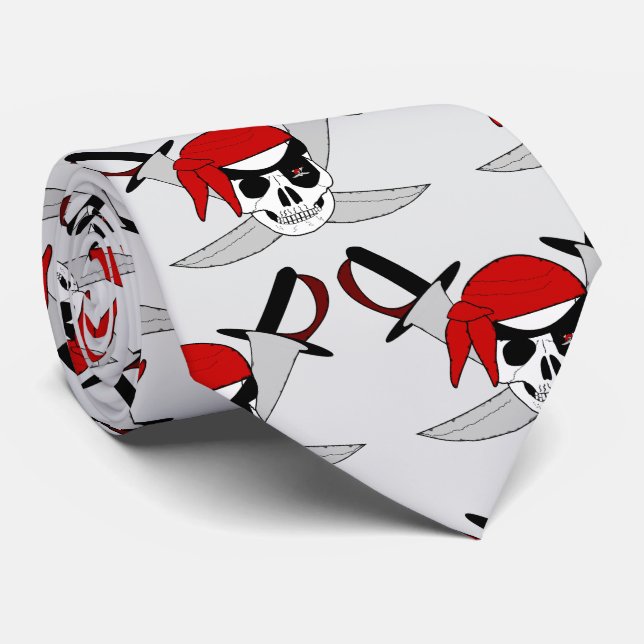 Piratskalle och svärd design slips (Rullad)