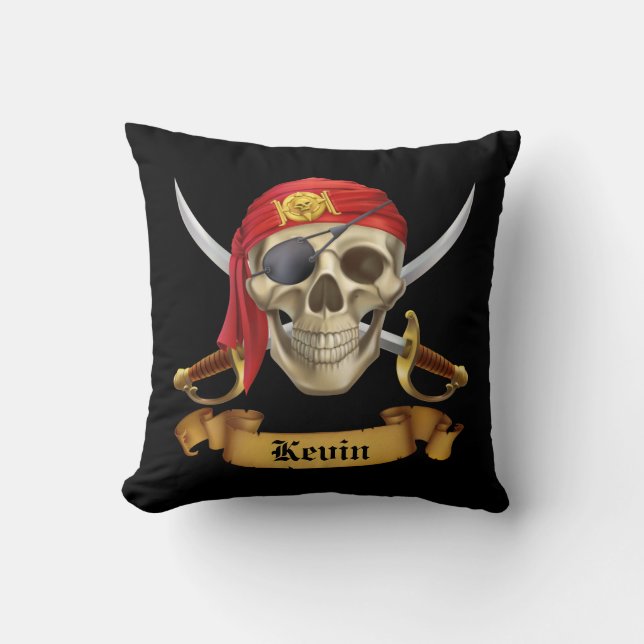 Piratskalle och svärd kudde (Framsida)