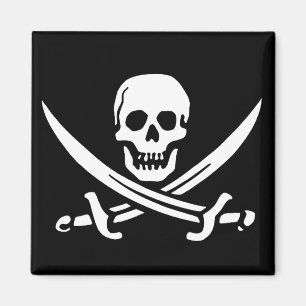 Piratskalle och svärd magnet