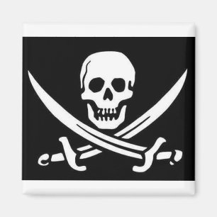 Piratskalle och svärd magnet