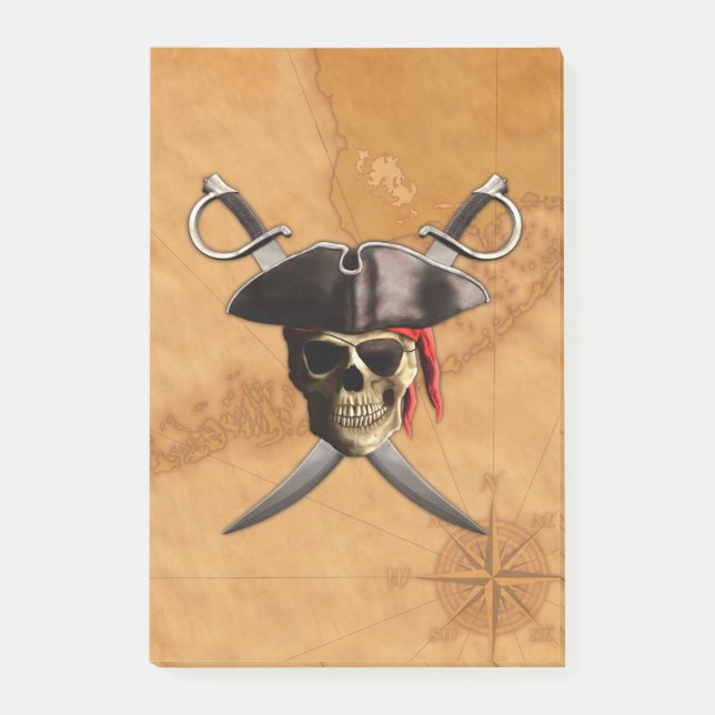 Piratskalle och svärd post-it block (Framsida)