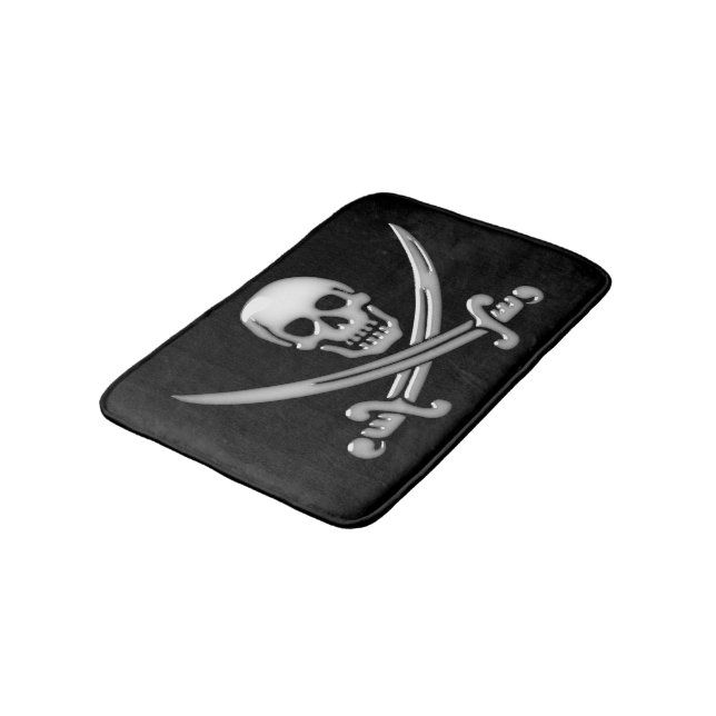 Piratskalle och svärdskorsben badrumsmatta (Vinklad)