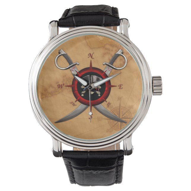 Piratskallekompasset steg armbandsur (Framsida)