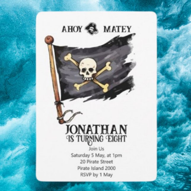 Piratskepp Dödskalle Födelsedagsinbjudan Inbjudningar (Celebrate your loved one's special day with our Pirate Ship Skull Birthday Invitation)