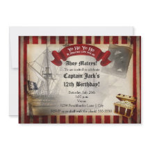 Piratskepp Grunge Födelsedagsfest Inbjudan