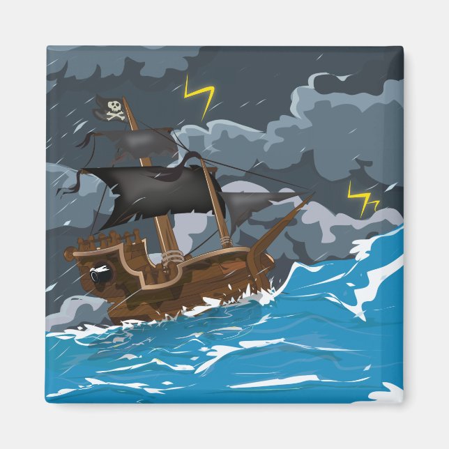 Piratskepp i storm magnet (Framsidan)