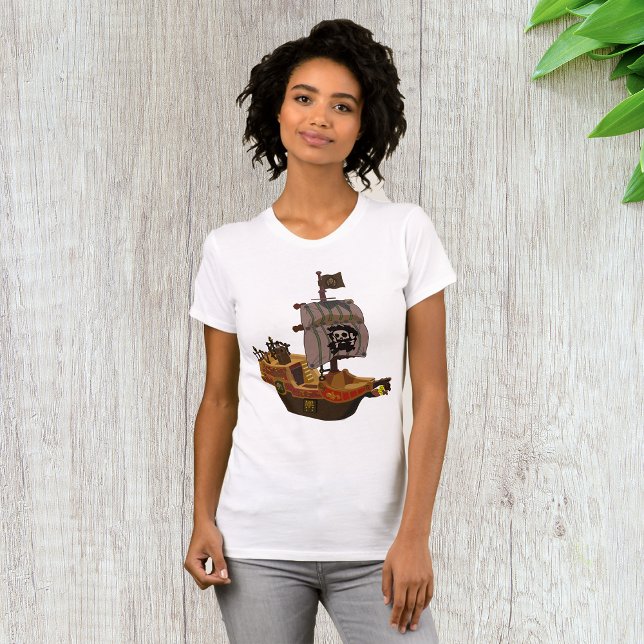 Piratskepp med dödskalleflagga t shirt (Skapare uppladdad)