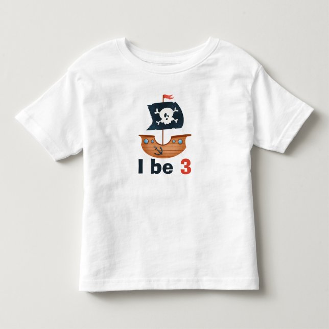 Piratskepp Personlig Födelsedag T Shirt (Framsida)