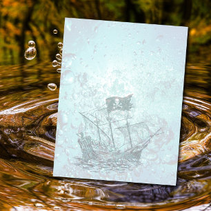 Piratskepp Vatten Bakgrund Scrapbook Papper