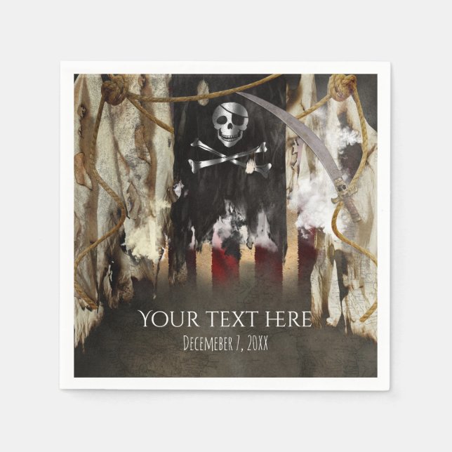 Pirattema födelsedag eller svensexa pappersservett (Framsidan)