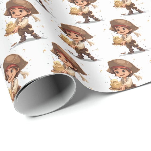 Pirattema presentpapper för pojkar (Rullad Hörn)