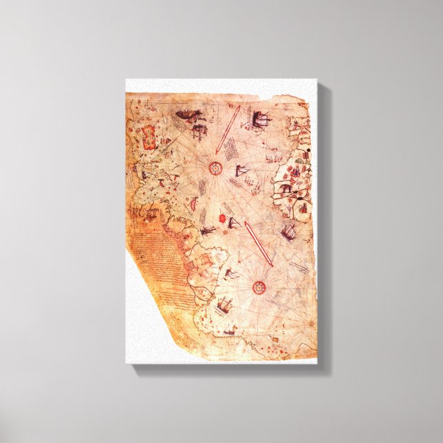 Piri Reis Ancient World Map on Canvas Wrap (Framsida)