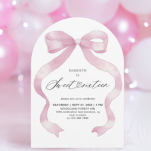 Pirig Rosa Pysete Sweet Sixteen 16-årsdag Inbjudningar