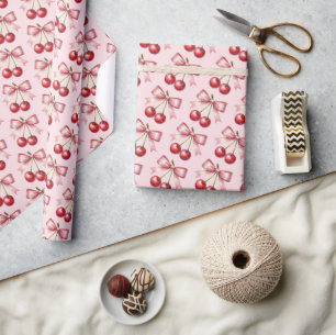 Pirig Rosa Röd Coquette Körsbär Presentpapper