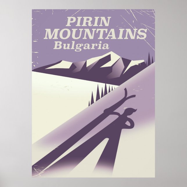 Pirinbergen Bulgarien skidposter Poster (Framsidan)