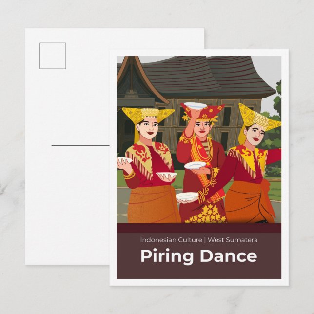 Piring-dans Västra Sumatra Indonesien Resa Vykort (Fram/baksida)