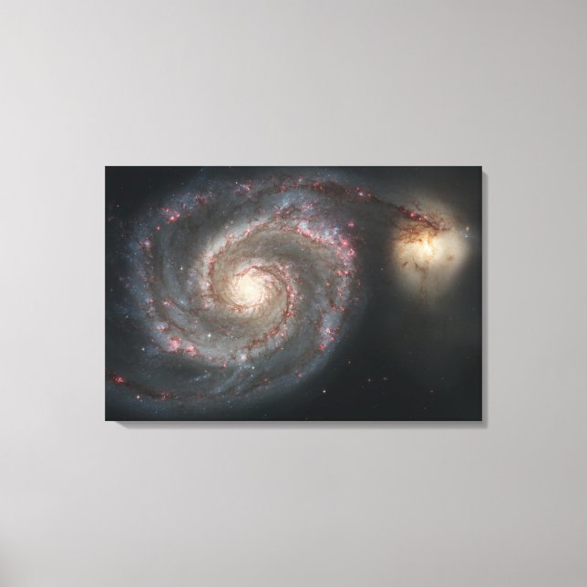 Pirlpoolgalaxi (M51) och komplementgalaxi Canvastryck (Framsida)
