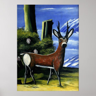 Pirosmani - Roe Hjort med liggande bakgrund Poster