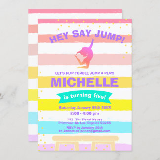 Pirouette Rainbow Ballerina Gymnastics Birthday Inbjudningar