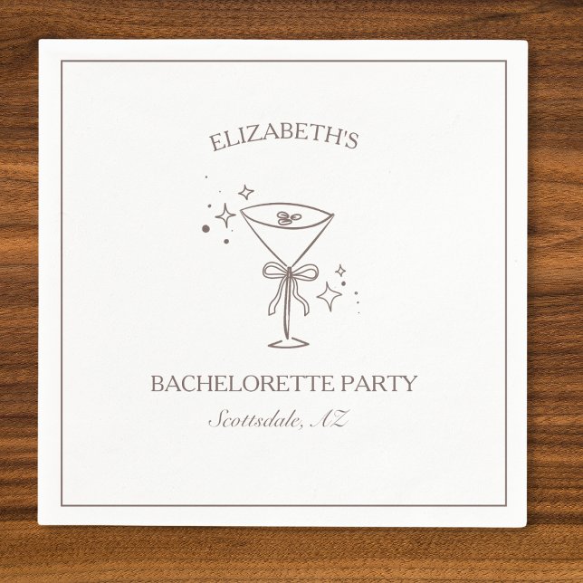 Pirrig Trendig Rolig Espresso Martini Systerfest Pappersservett (Custom Espresso Martini Bachelorette Napkins for Trendy Chic Parties - Elegant and Personalized)