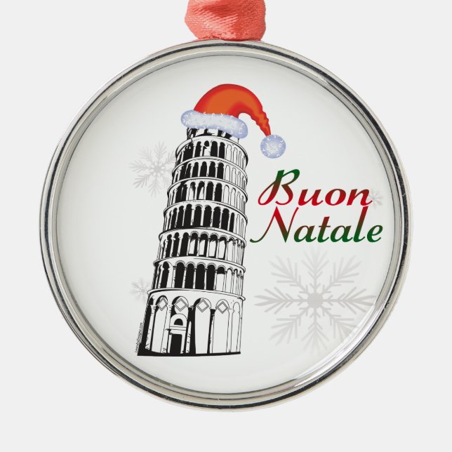 Pisa Buon Natale Santa Hat Julgransprydnad Metall (Framsidan)