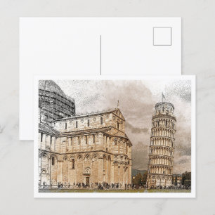 Pisa Italien Benice Färg Pencil liggande Vykort