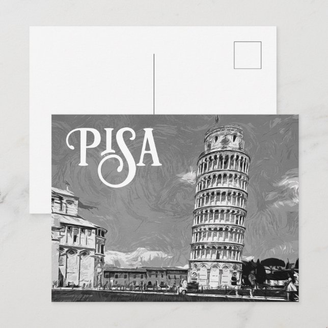 Pisa Italien europe Black and White Vykort (Fram/baksida)