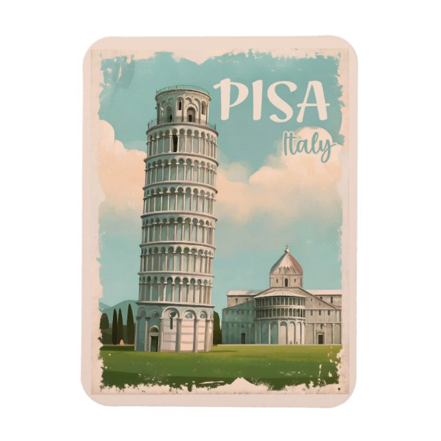 Pisa Italien - Leaning Torn, Piazza dei Miracoli Magnet (Vertikal)